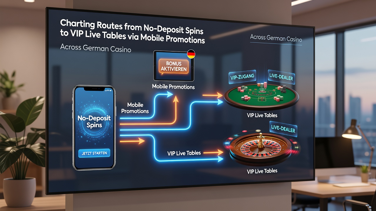 Mobile App-Oberfläche mit Übergang von Freispins zu VIP-Live-Tischen