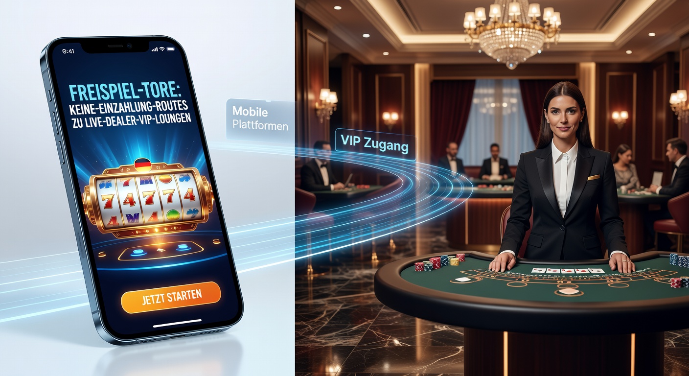 Live-Dealer an VIP-Tisch mit Freispin-Erfolgsmeldung auf Mobile-Screen, deutsche Casino-App im Hintergrund