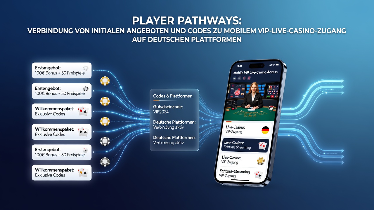 Übersicht über Spielerpfade von initialen Angeboten zu VIP-Live-Casino-Zugängen auf mobilen deutschen Plattformen