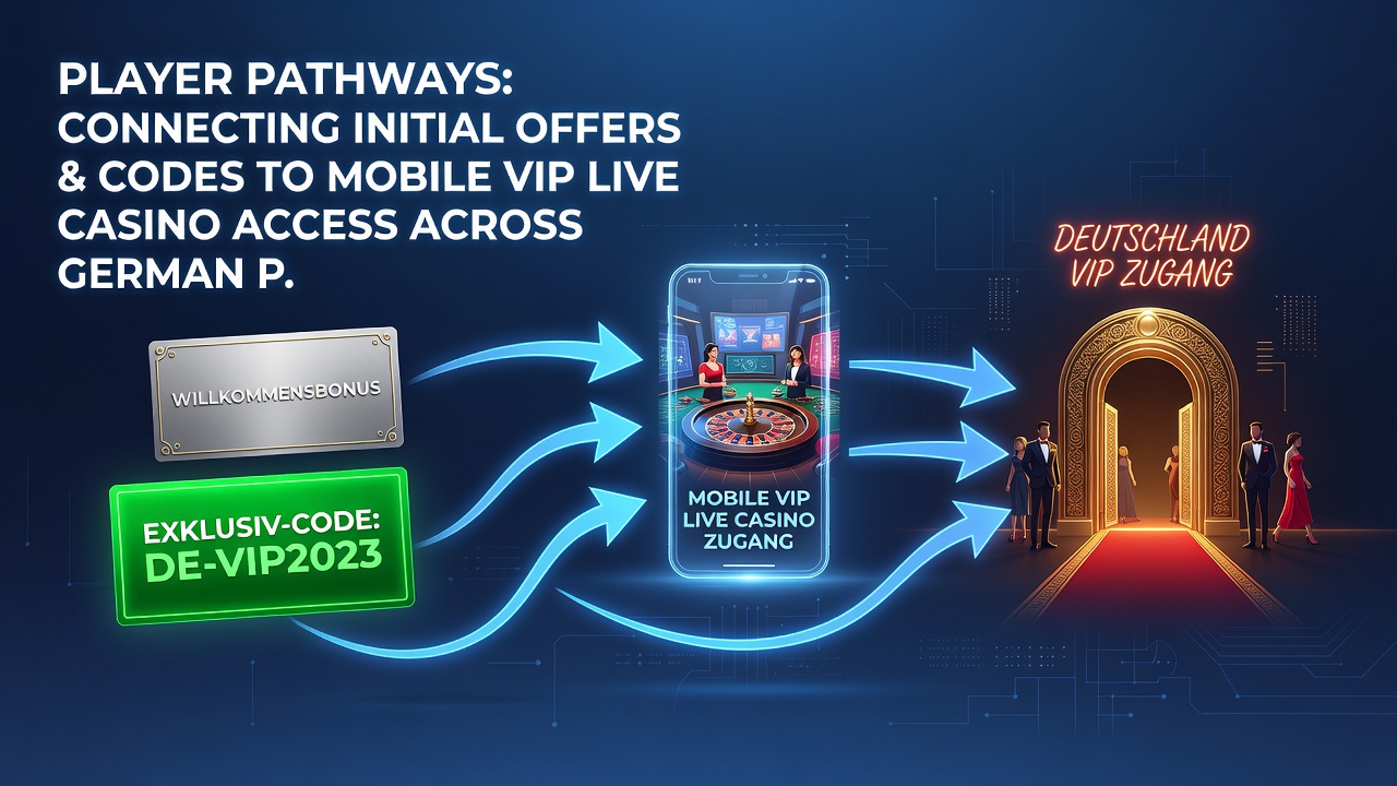 Mobile App-Oberfläche mit Pfad von Bonus-Codes zu VIP-Live-Casino-Zugängen