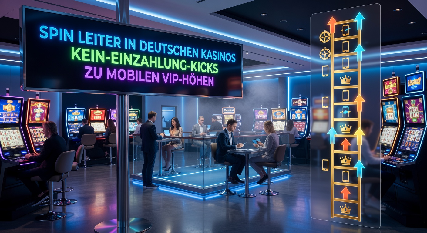 Mobile App-Screenshot einer Spin-Leiter mit VIP-Stufen und No-Deposit-Activation in einem deutschen Casino